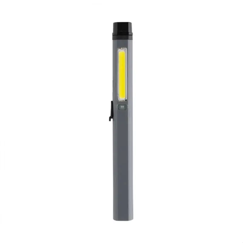Gear X USB-aufladbare Stiftleuchte aus recyceltem RCS-Kunststoff - Grau/Schwarz, nachhaltig und praktisch