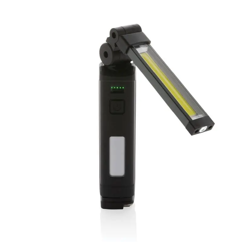Gear X wiederaufladbare USB-Arbeitsleuchte aus recyceltem RCS-ABS - Schwarz, nachhaltig und leistungsstark