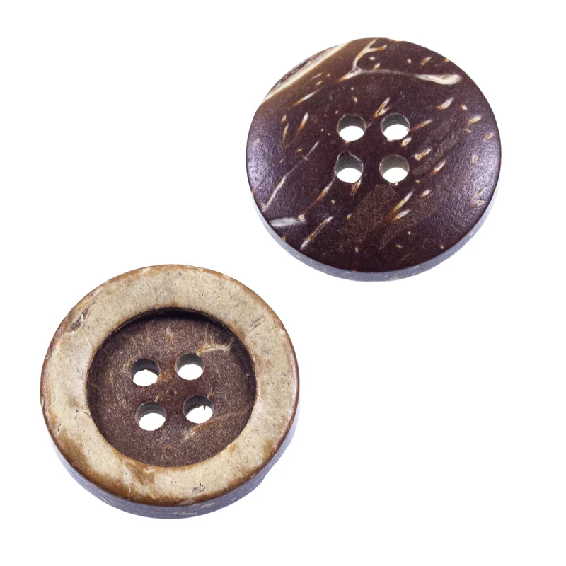 Kokos-Holzknopf Rand Braun 4-Loch – HK-180