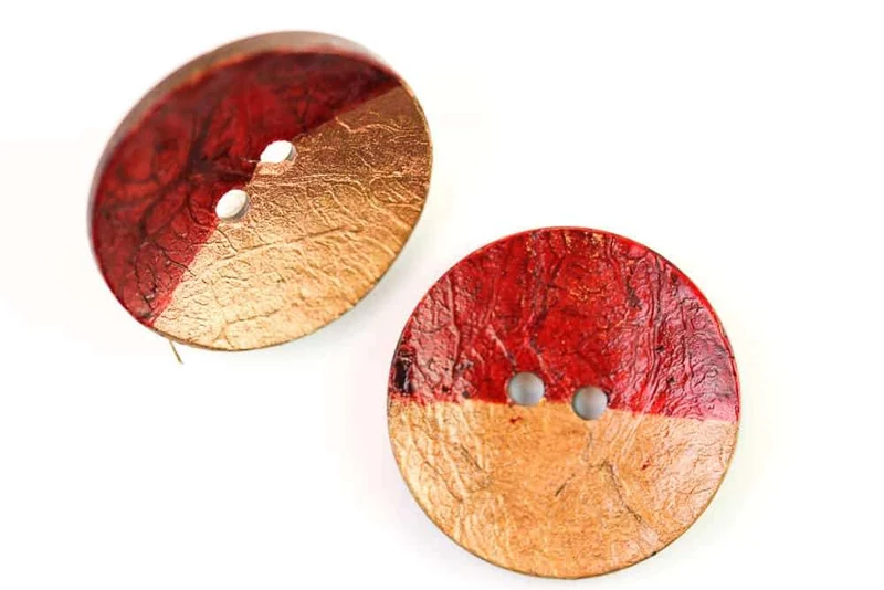 Kokos-Holzknopf Rot 2-Loch – HK-419-KUPFER-ROT