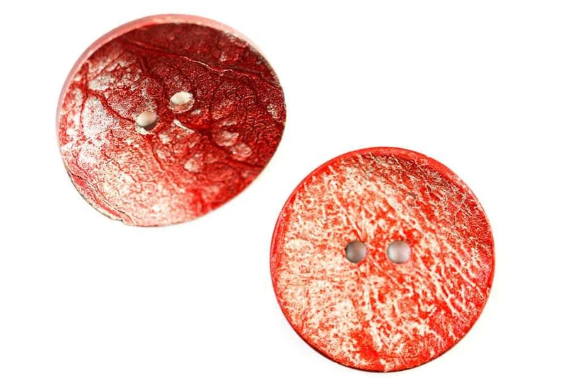 Kokos-Holzknopf Silberfarben/Rot 2-Loch – HK-422-ROT- SILBER