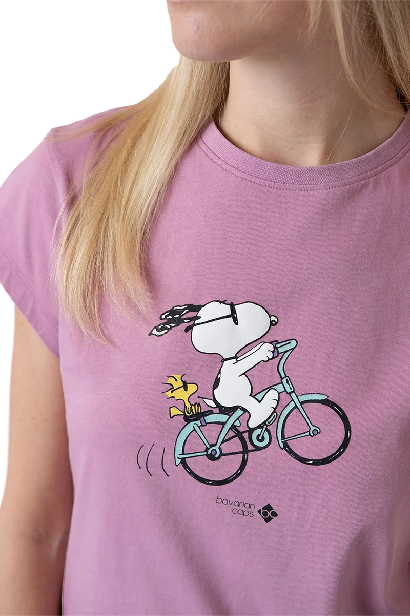 Damen T-Shirt mit Druck 'Peanuts Radln'