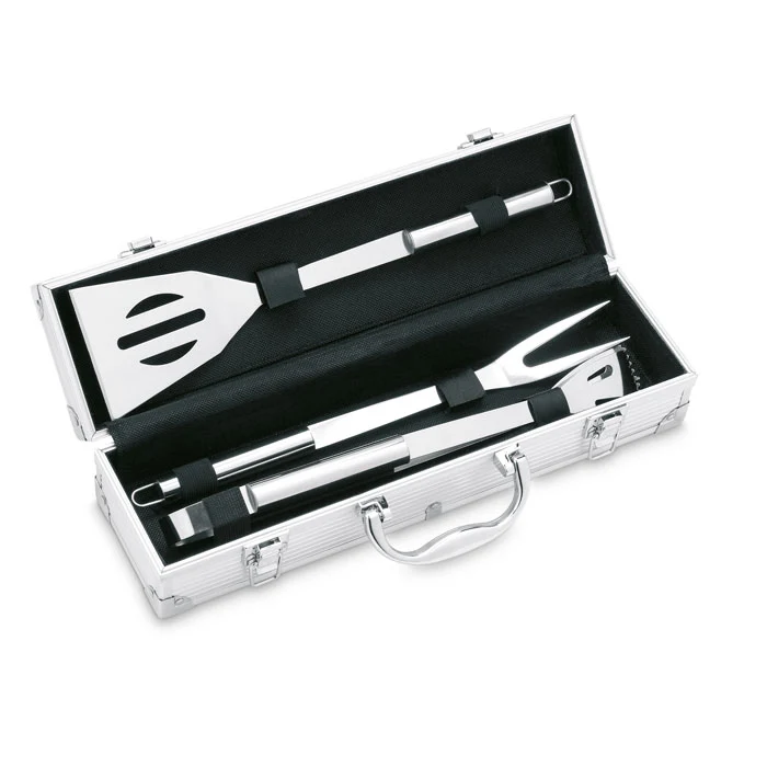 3 Grillwerkzeuge im Aluminiumkoffer