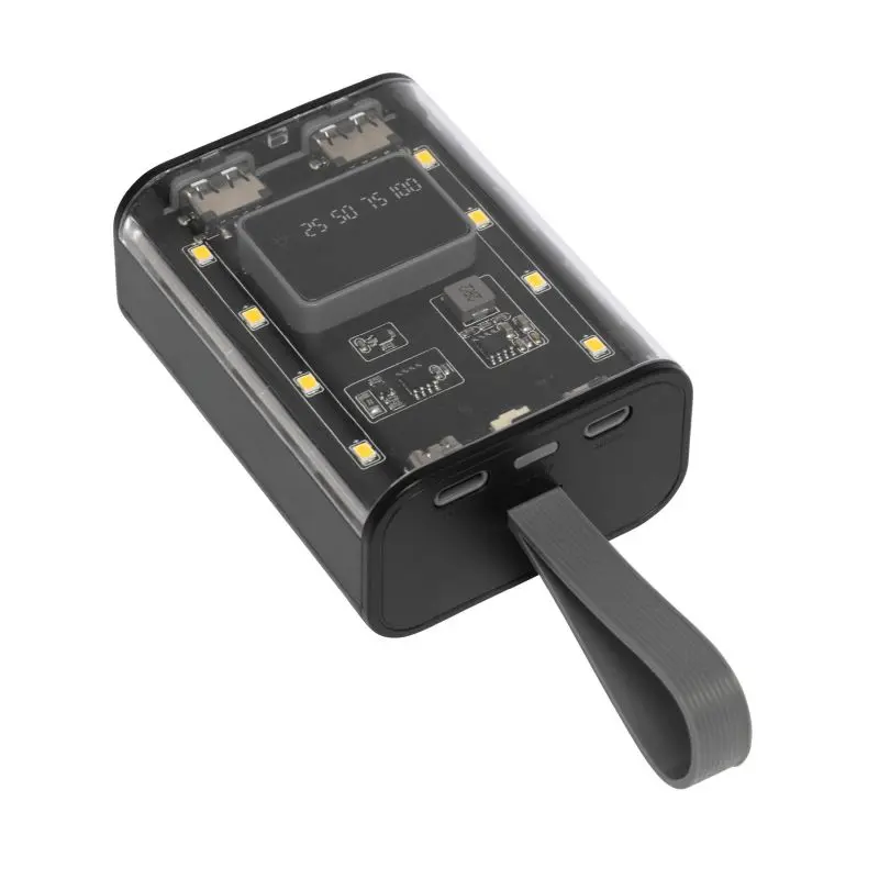 Multifunktionale Powerbank / Taschenlampe OPEN SOURCE - schwarz - durchsichtig, tragbarer Akku
