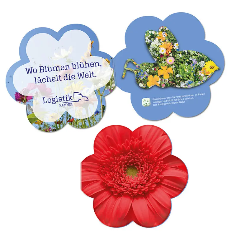 Blumen & Bienchen Samenpapier-Klappkarte - Nachhaltiges Geschenk
