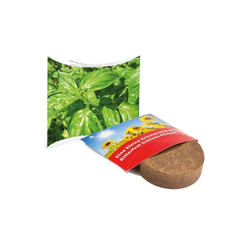 Basilikum Plant-Tab in individuell bedruckter Box – Ideal für Werbegeschenke