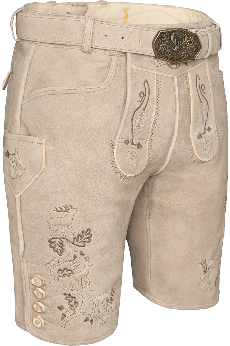 Kurze Herren-Trachtenlederhose mit Stickerei