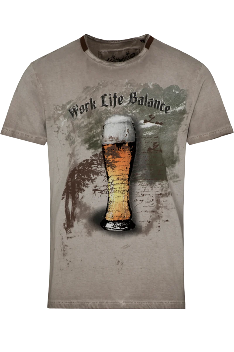 Herren T-Shirt mit Biermotiv und Schriftzug „Work Life Balance“