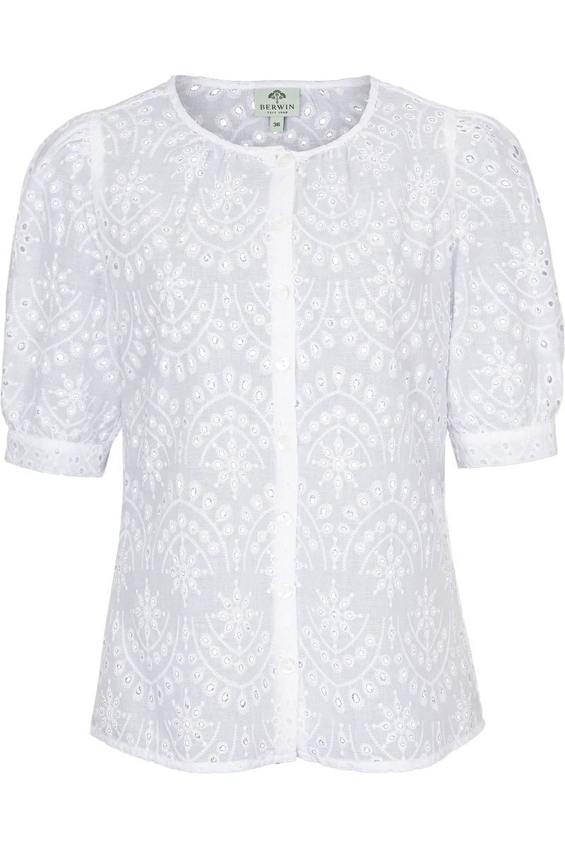 Damen Baumwollbluse mit Stickerei