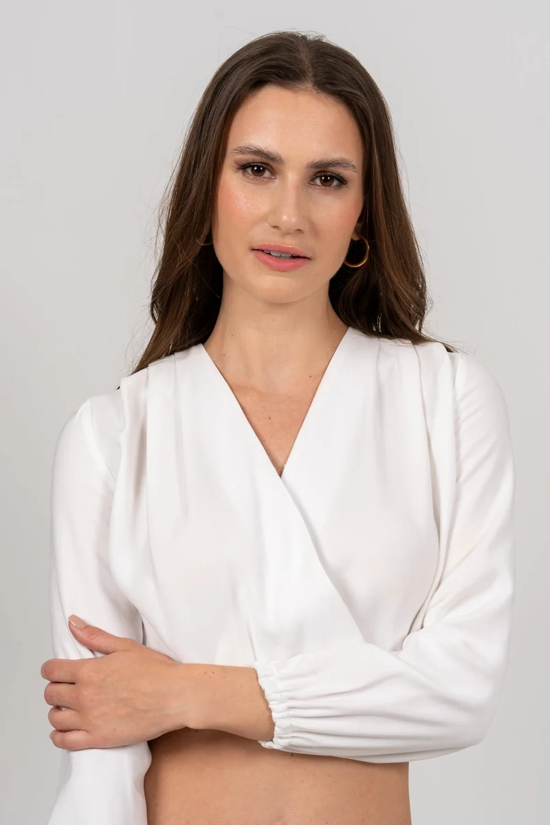DIRNDLBLUSE CACHE COUER LANGARM WEISS