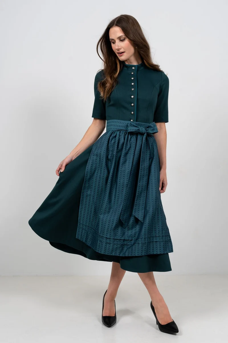 STRETCH DIRNDLKLEID CLASSY STEHKRAGEN 3/4 ARM PETROL