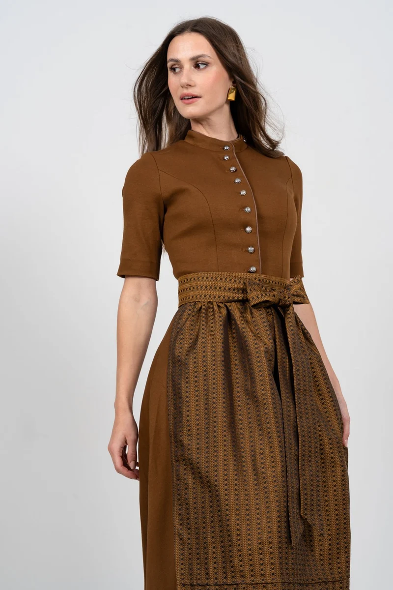 STRETCH DIRNDLKLEID CLASSY STEHKRAGEN 3/4 ARM CAMEL