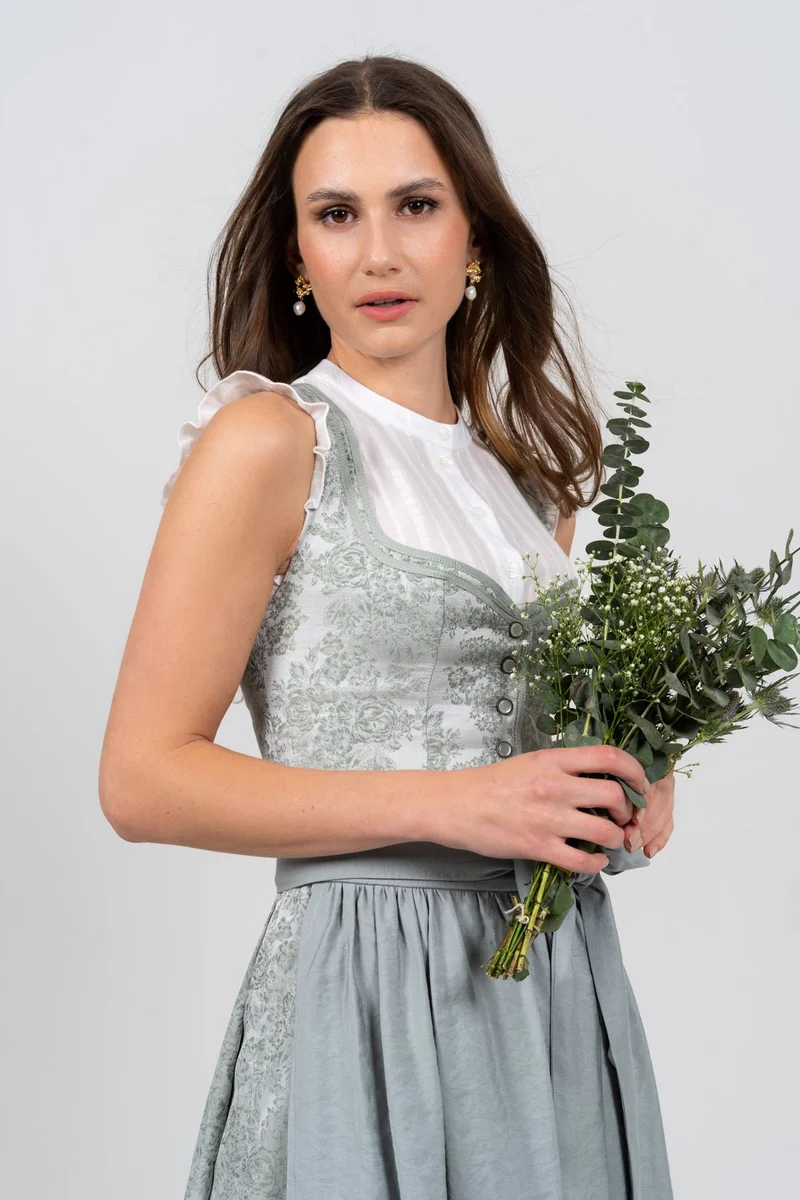 JACQUARD HOCHZEITSDIRNDL MONOCHROME FLOWERS EUKALYPTUS
