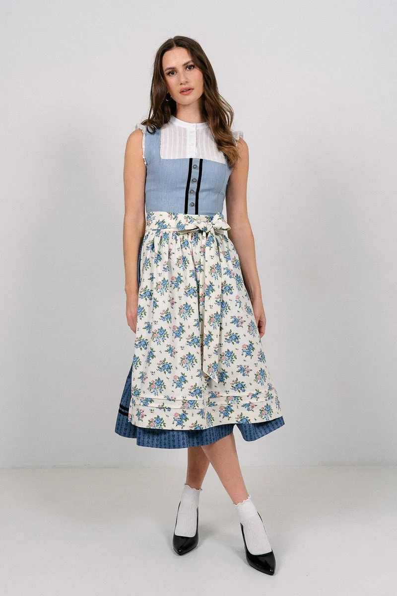 LEINEN WASCHDIRNDL VINTAGE FLORALS HELLBLAU