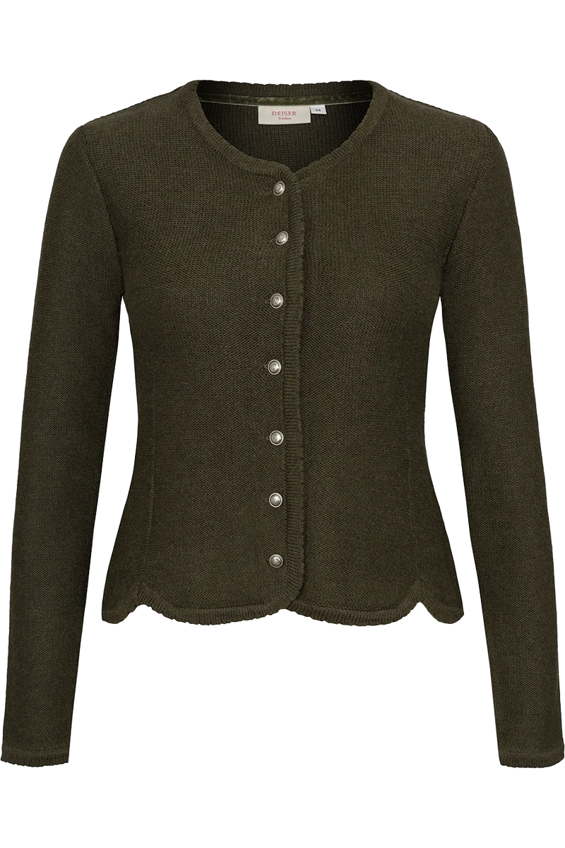 Damen Trachten-Strickjacke Dirndljacke - olive