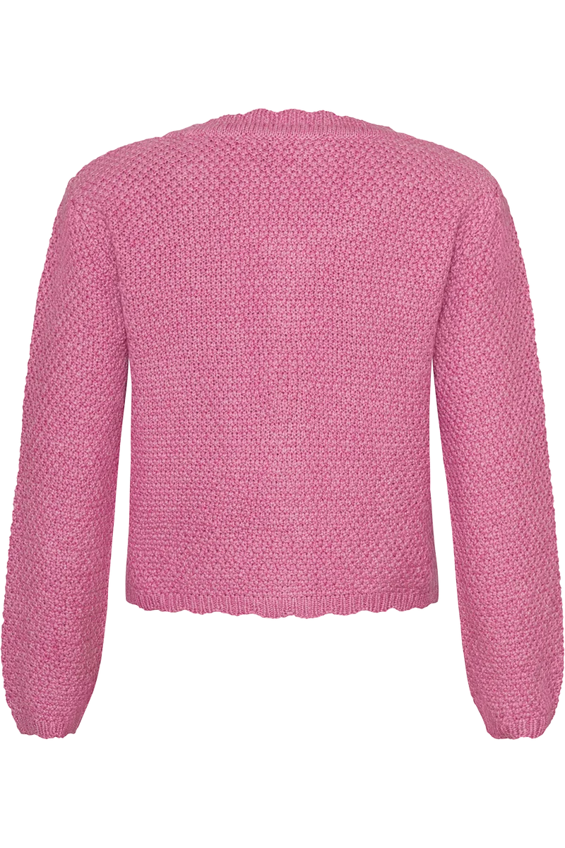Kinder Trachten-Strickjacke mit feinem Lochmuster - himbeere