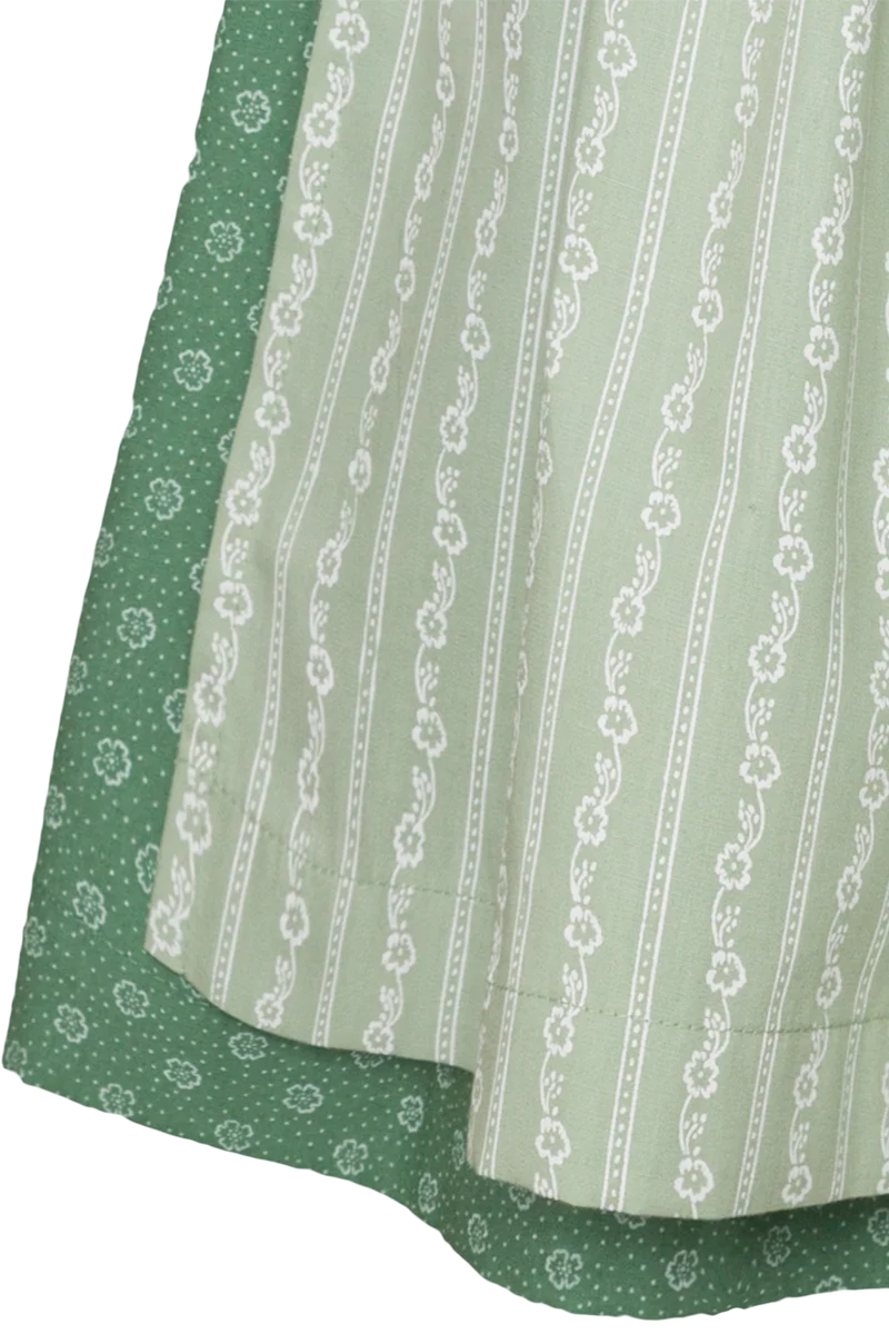 Kinderdirndl mit floralem Muster und Perlmuttknöpfen - lindgrün
