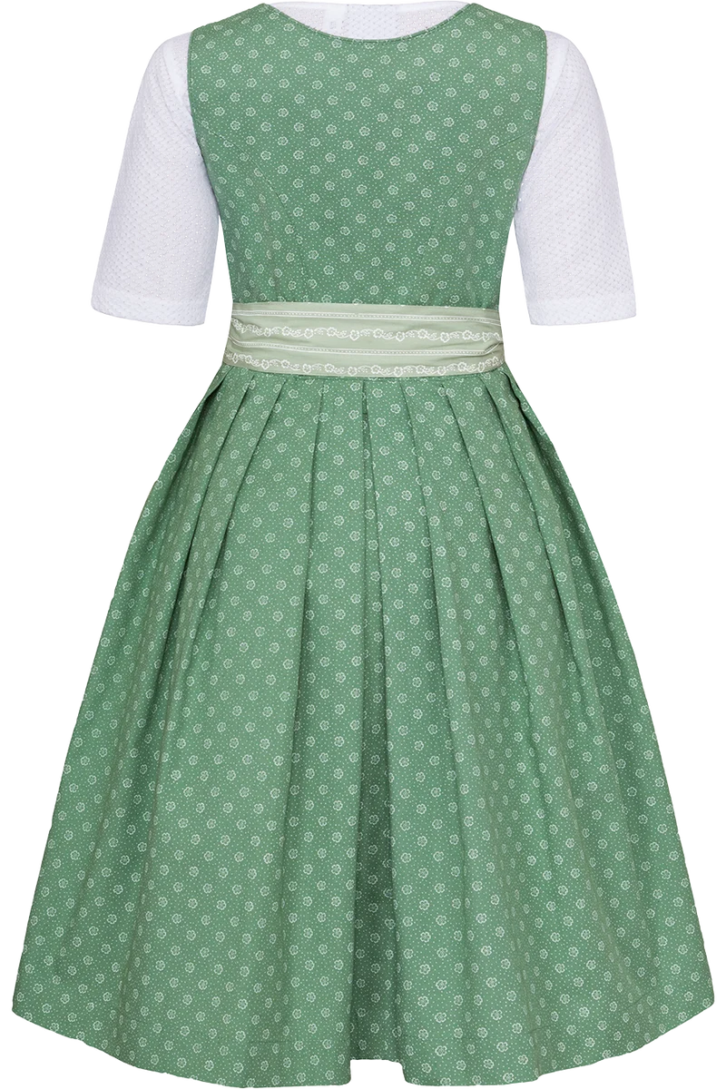 Kinderdirndl mit floralem Muster und Perlmuttknöpfen - lindgrün