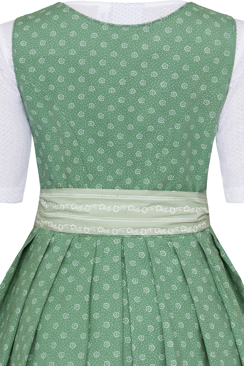Kinderdirndl mit floralem Muster und Perlmuttknöpfen - lindgrün