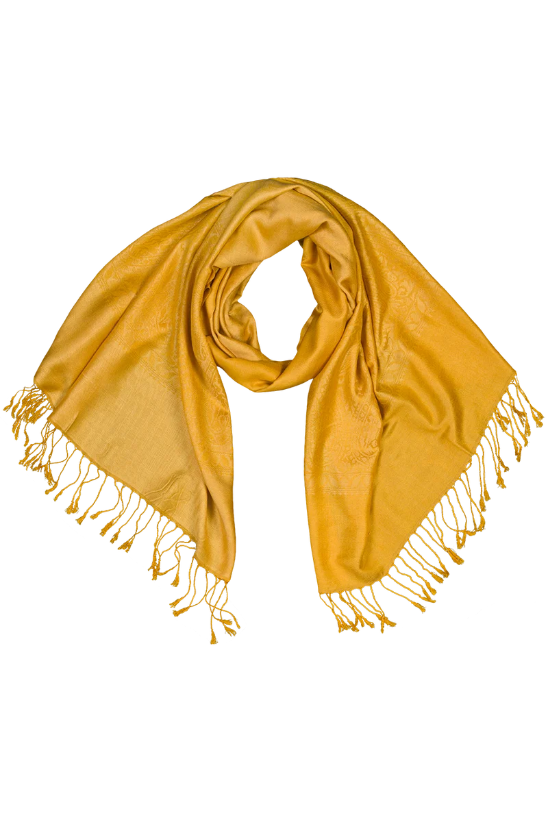 Damen Tuch im Pashmina-Stil mit Muster - mustard