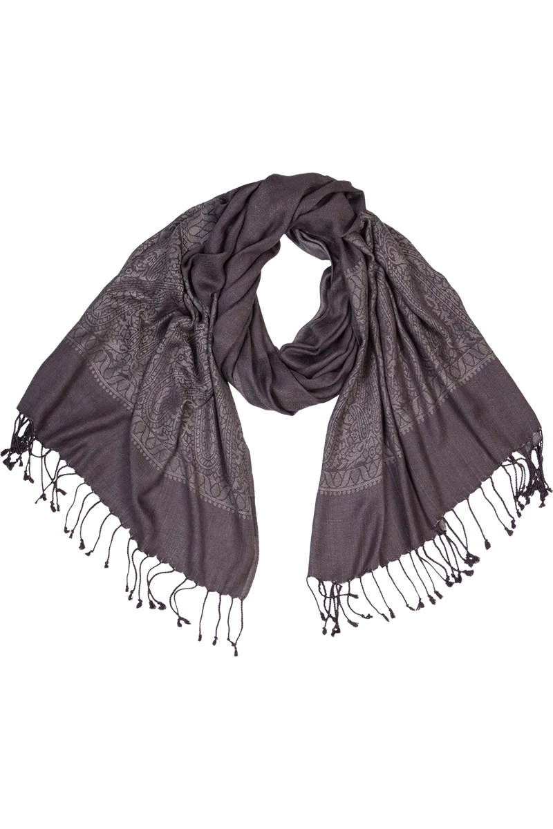 Damen Tuch im Pashmina-Stil mit Muster - darkgrey