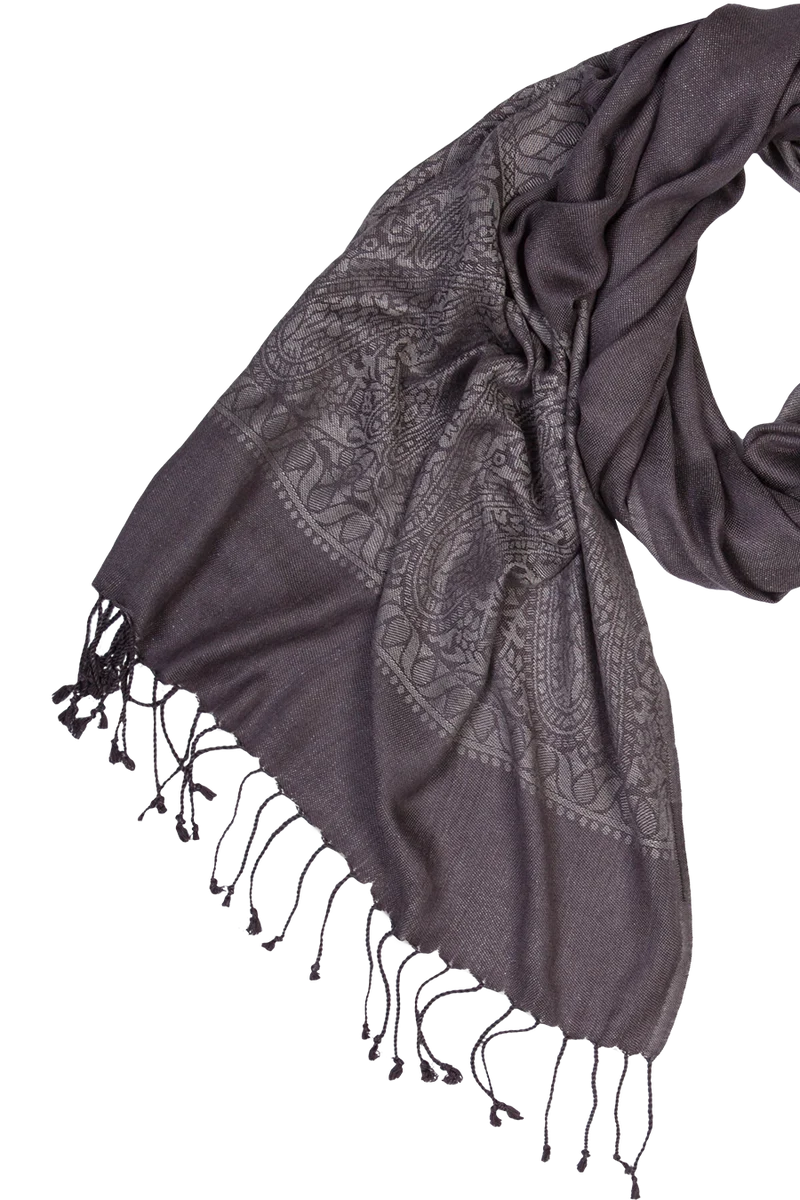 Damen Tuch im Pashmina-Stil mit Muster - darkgrey