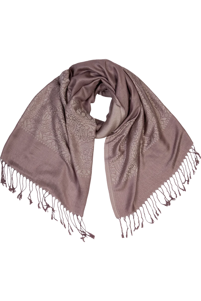 Damen Tuch im Pashmina-Stil mit Muster - taupe