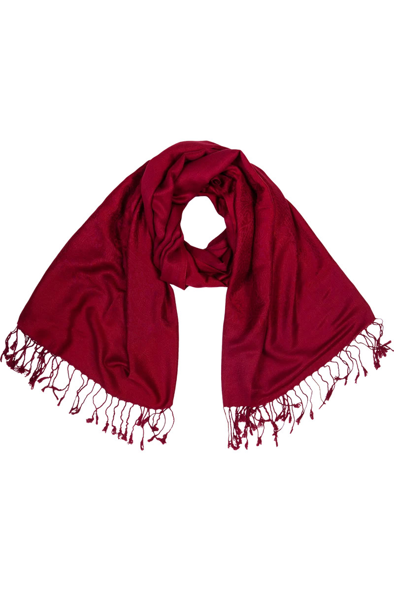 Damen Tuch im Pashmina-Stil mit Muster - weinrot