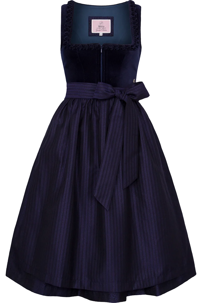 Midi-Dirndl mit Baumwoll-Samtoberteil - marine