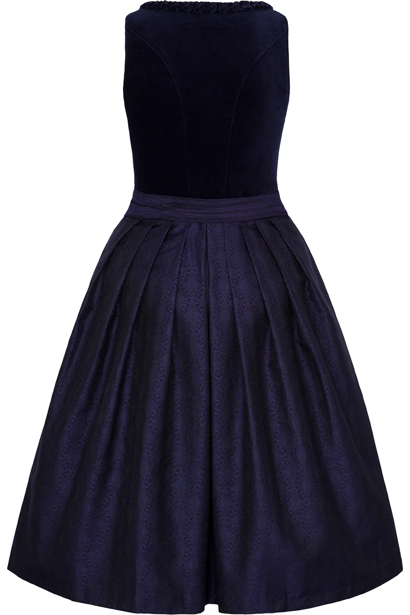 Midi-Dirndl mit Baumwoll-Samtoberteil - marine