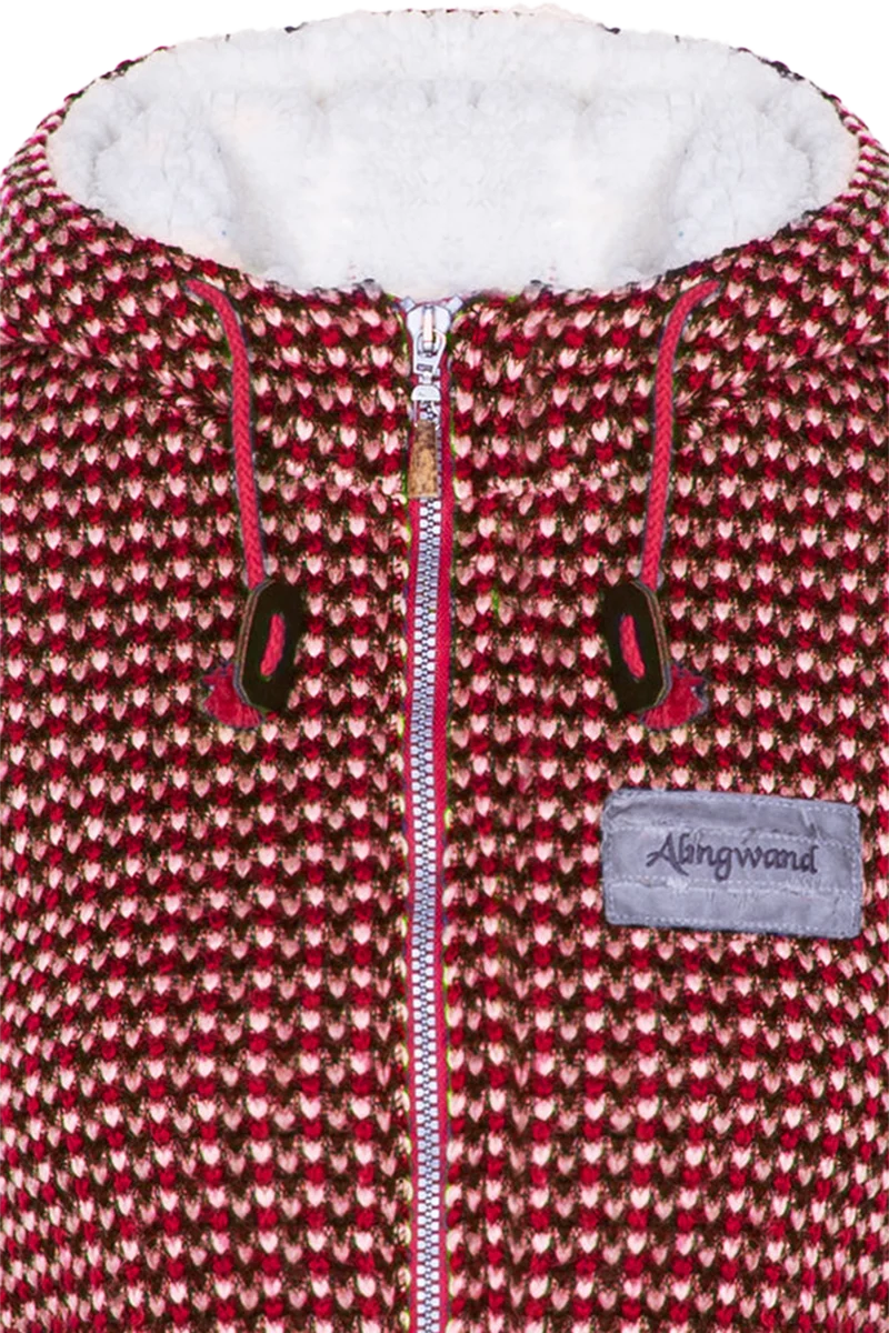 Kuschelige Damen Outdoor-Strickjacke mit Muster - rot beige