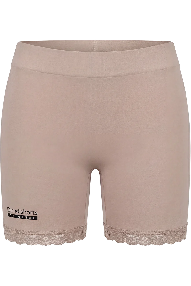 Damen Dirndlshorts atmungsaktiv mit Spitze - taupe