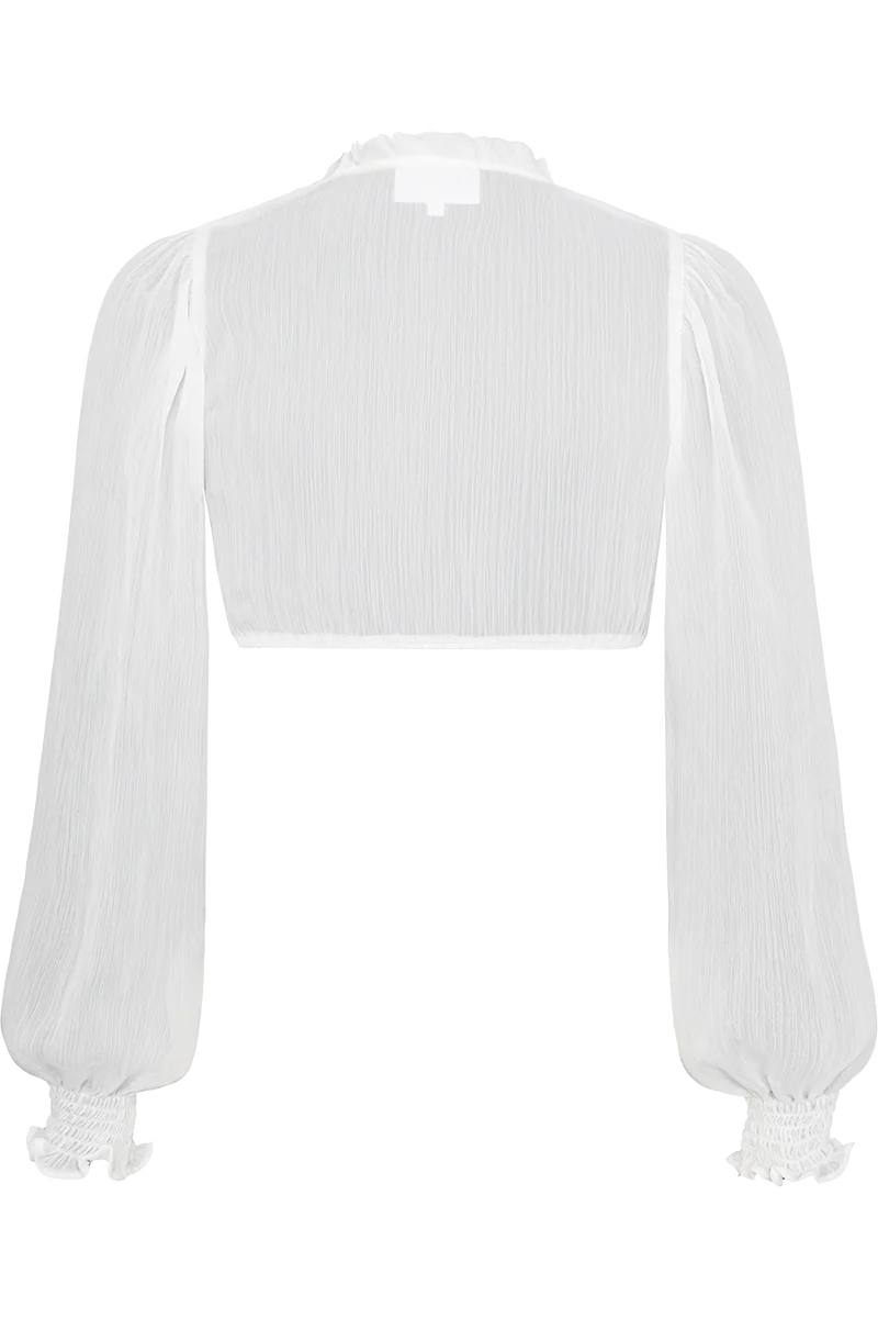 Dirndlbluse mit V-Ausschnitt und Rüschen - creme