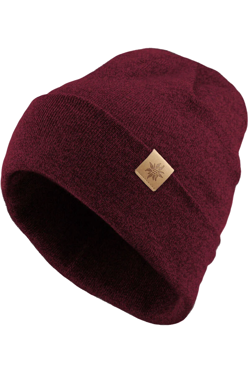Beanie-Mütze mit kleinem Edelweiß-Lederpatch