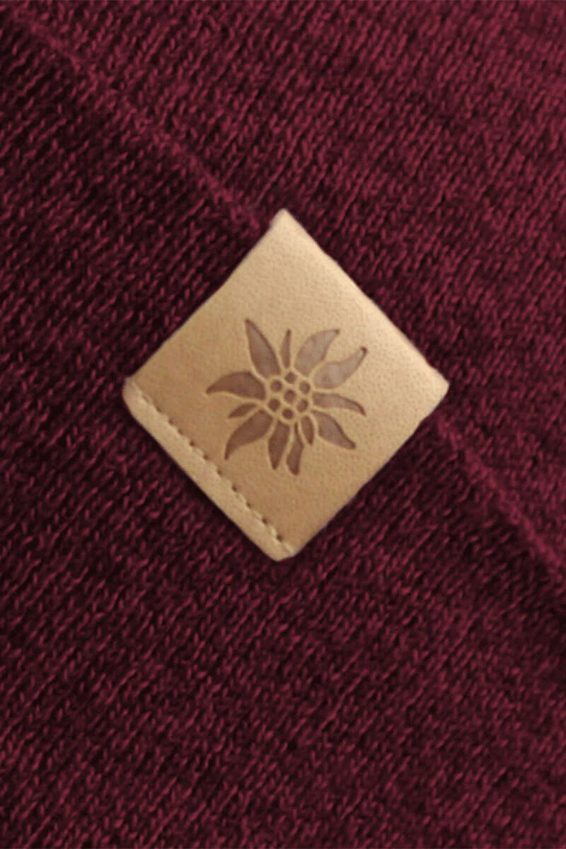 Beanie-Mütze mit kleinem Edelweiß-Lederpatch