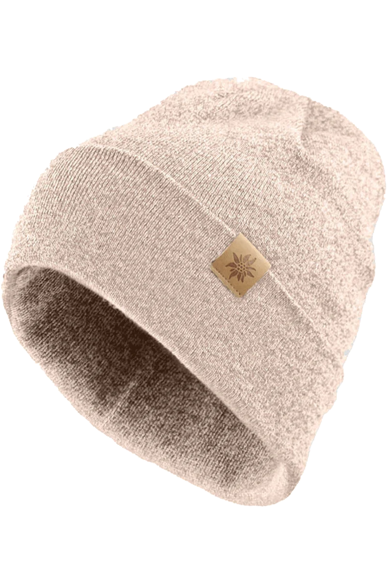 Beanie-Mütze mit kleinem Edelweiß-Lederpatch
