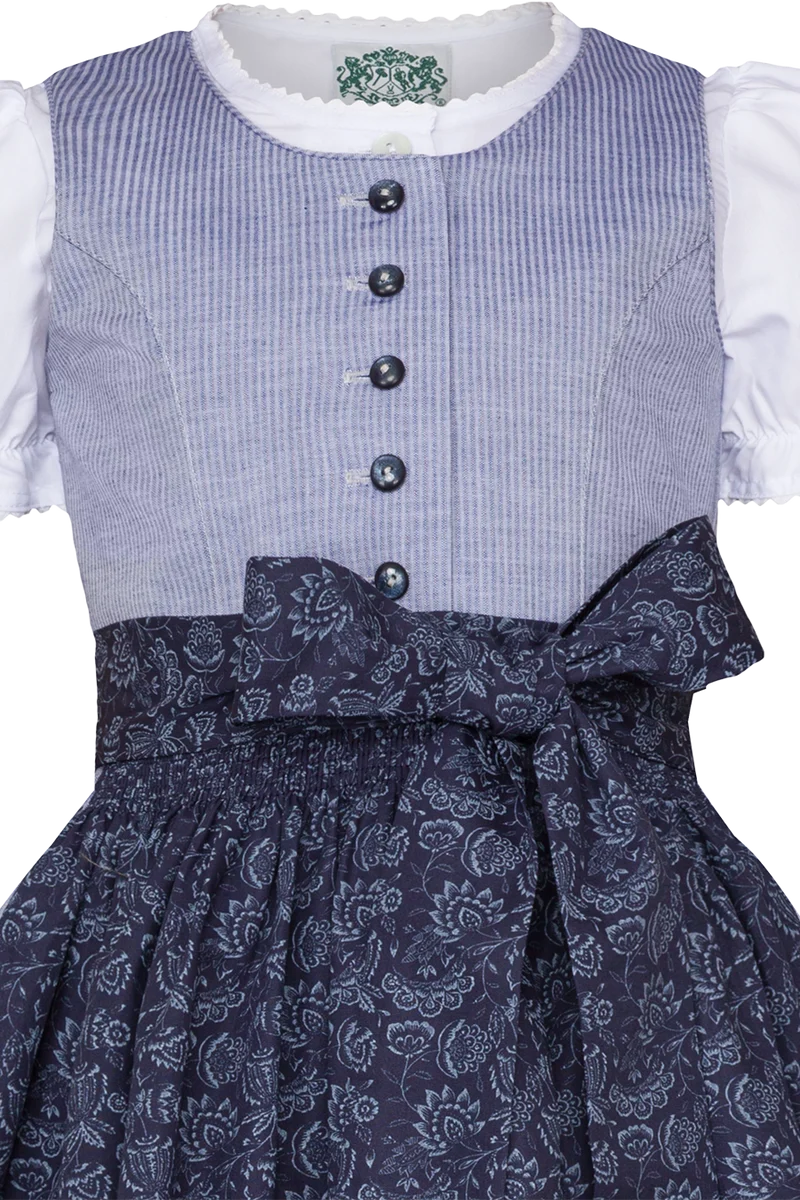 Kinderdirndl mit Streifen, floraler Schürze und Bluse