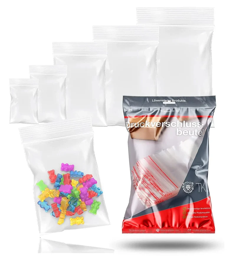 500x Druckverschlussbeutel Zip Set - reißfest & transparent Plastikbeutel Plastiktüten Polybag Zipper Beutel klein & groß (500x)