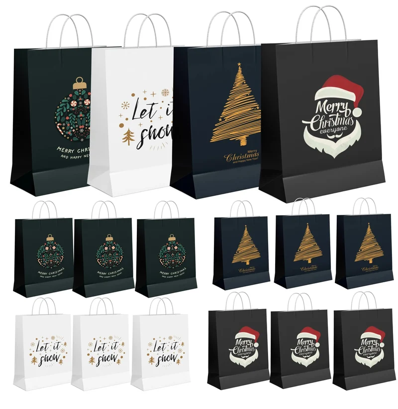 12x XXL Weihnachtstaschen Weihnachten Geschenktüten Weihnachtstüte Geschenktaschen für Geschenke (12x Geschenktüten