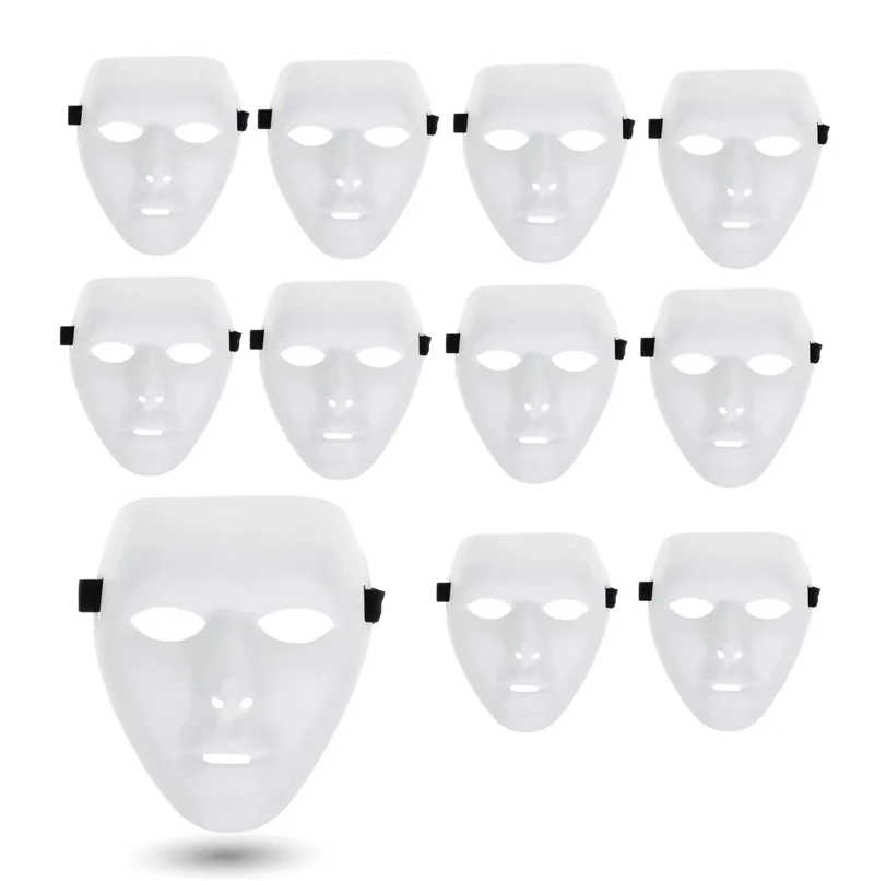 12x Maske weiß - Theathermaske zum bemalen unbemalt basteln Anonymous Phantom Masken - Karneval & Fasching & Halloween