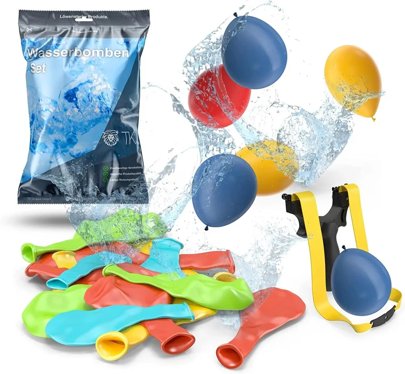 Wasserbomben Set mit 1000x Wasser Ballons & 1x Schleuder für Kinder & Erwachsene - Wasser Luftballons in bunten Farben (1000x)