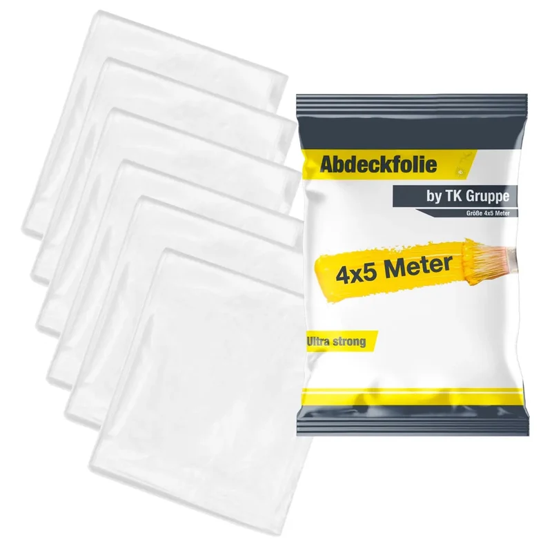 8x Easy Clean - 4 x 5 m - 160 qm - extra stark - Abdeckfolie Maler Abdeckplane Malerfolie Baufolie Abdeckvlies Abdeckplane - Plastikfolie