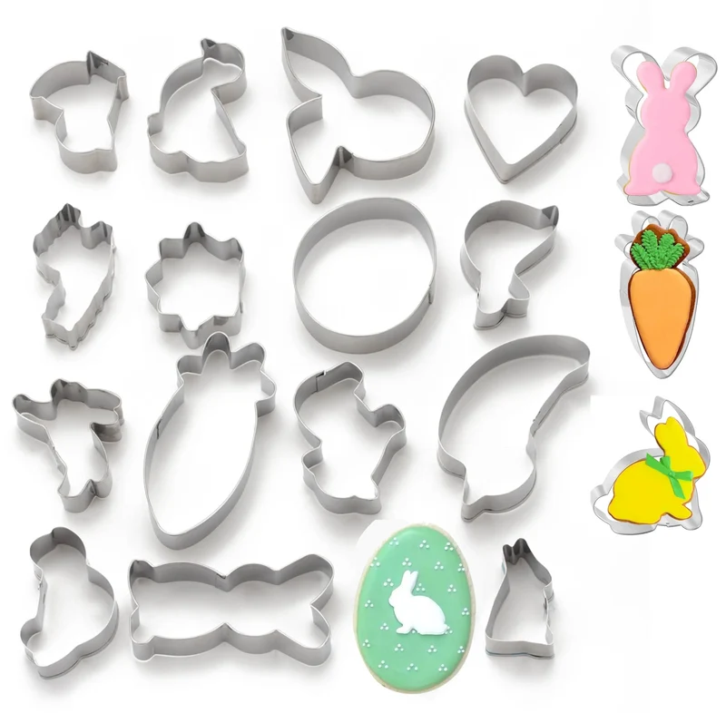 16er Set Ausstechformen Hase Ostern - Backen Osterhase Keksausstecher & Ausstechform & Ausstecher & Backform für Plätzchen (16er Set)