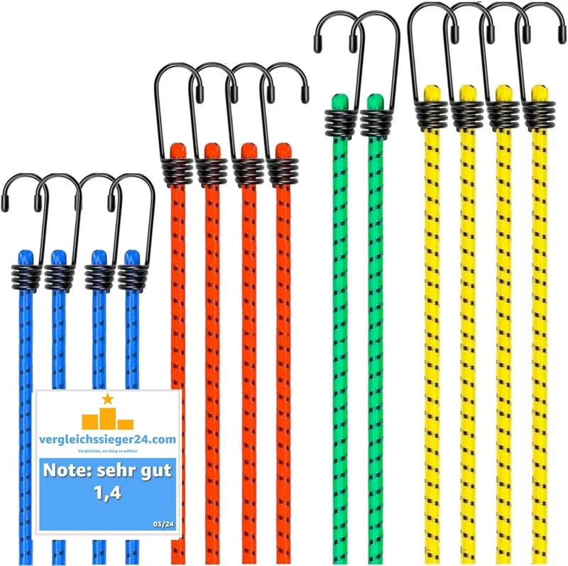8x Expander Set Gepäckspanner zur Befestigung mit Spanngurte Spanngummi bei Transport, Camping, Ladungssicherung Gummiexpander mit Haken