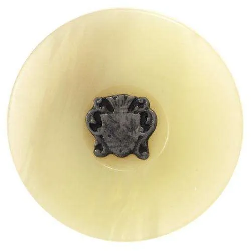 Wappenknopf Kronen-Motiv Creme/Natur – Kunststoffknopf KBG-37