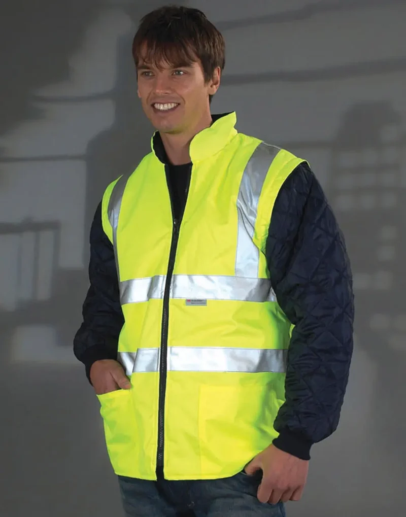 Fluoreszierende Steppjacke mit abnehmbaren Ärmeln