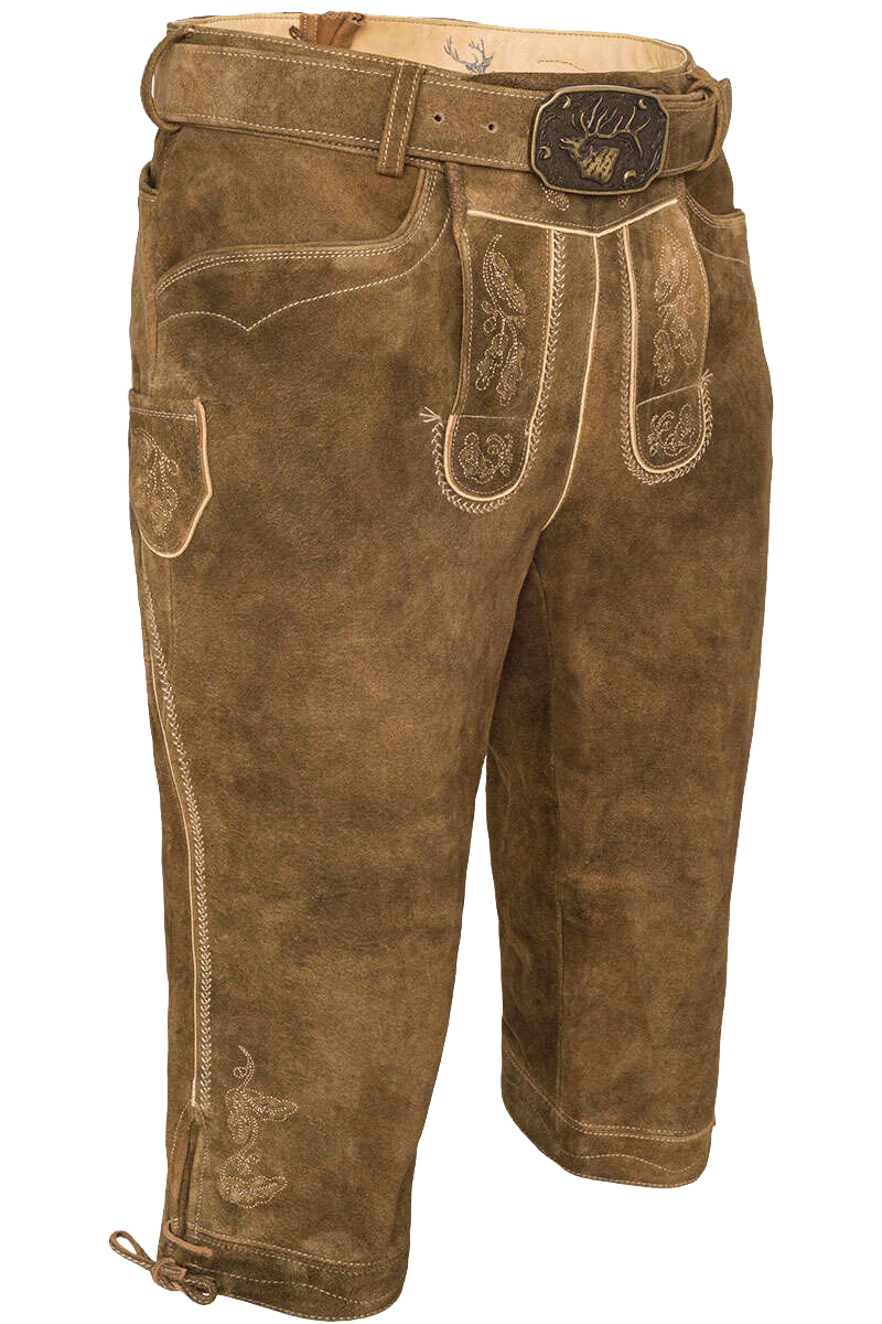 Herren Kniebund-Lederhose mit Gürtel