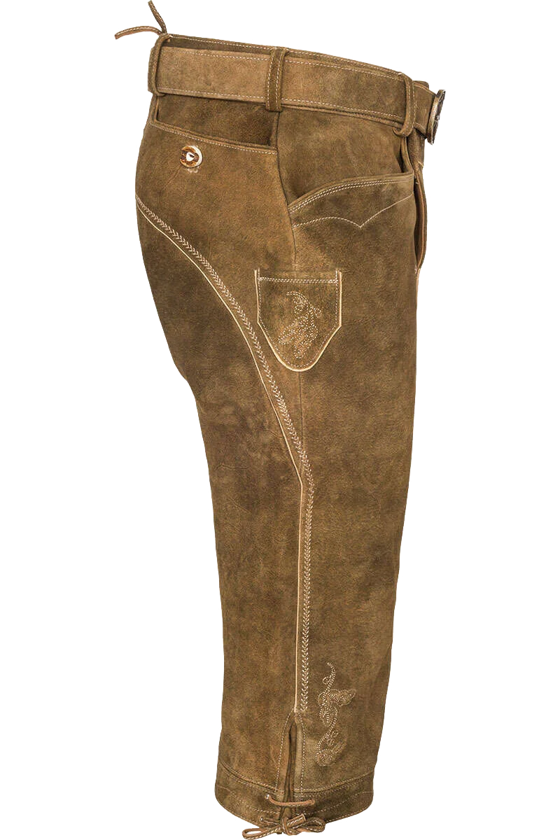 Herren Kniebund-Lederhose mit Gürtel