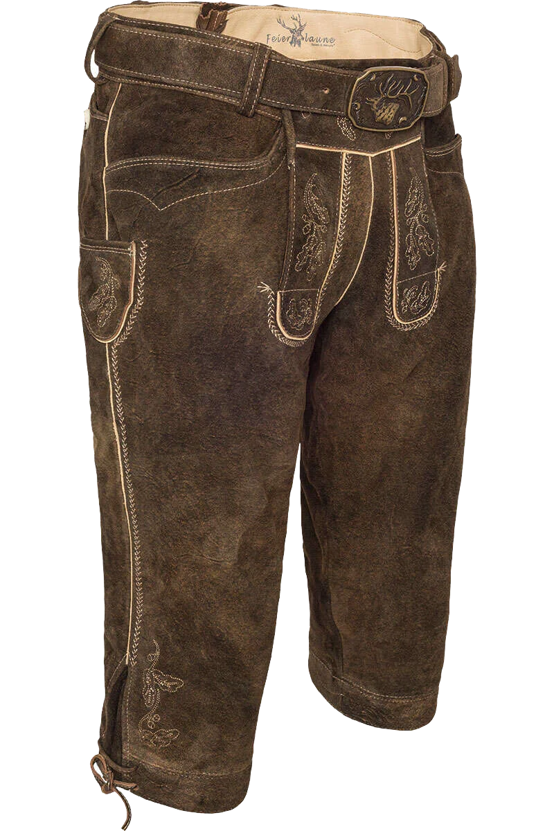 Herren Kniebund-Lederhose mit Gürtel