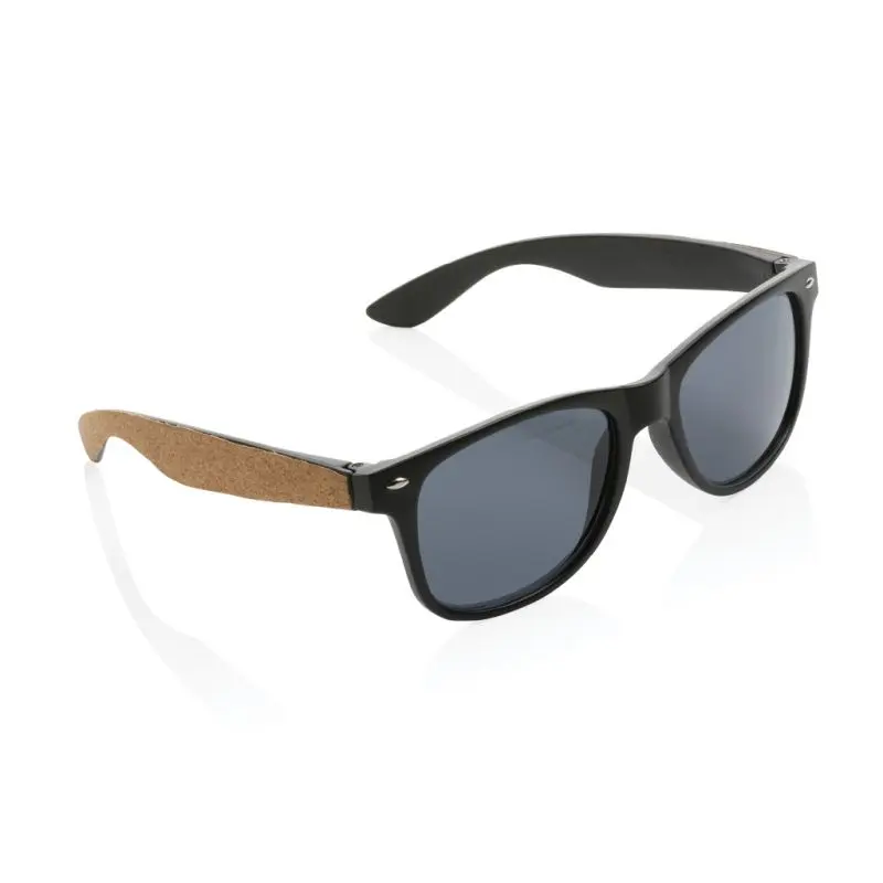 Sonnenbrille aus GRS recyceltem PC-Kunststoff & Kork - nachhaltig, schwarz, UV-Schutz